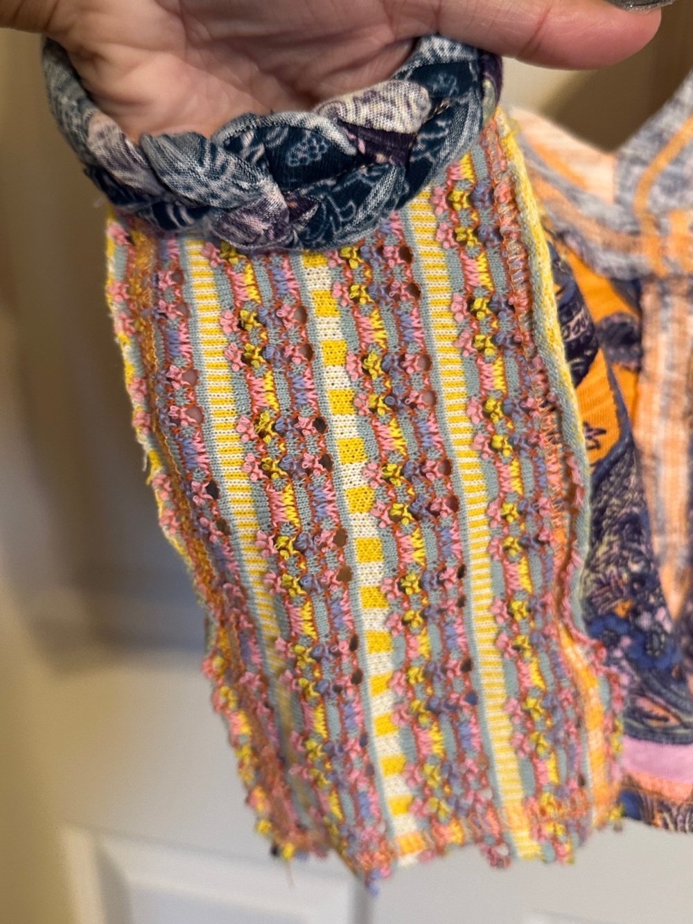 Free People Izabella Paisley V-Neck Crop Top, Orange & Purple w MultiColor, Sz S - Picture 7 of 11